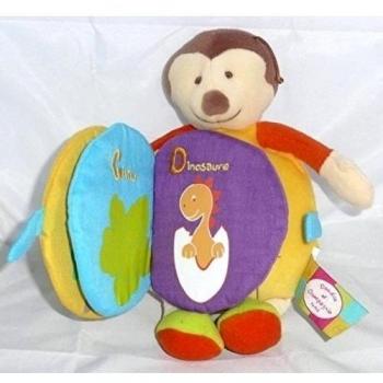Doudou et Compagnie - Peluches et Doudous - Livre d'éveil bébé - Doudou bourdon jaune ABC l'alphabet ou Doudou girafe orange Les bébés Animaux - Liens poussette - 24 cm - Collection : Les Zouzoos - Genre : bébé fille garçon