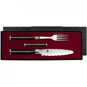 Juego de Cubertería KAI Shun DM-0908 - 3 piezas (cuchillo, tenedor y soporte)