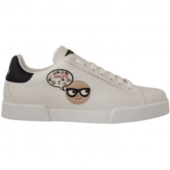 Dolce & Gabbana White Leather #dgfamily Casual Sneakers Shoes - EU46 /US13