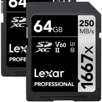 Lexar Professional 1667x 64GB UHS-II SDXC Memory Card, 2-Pack