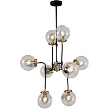 Colgante Odelia Industrial Retro Acero Bronce Antiguo 8 Bombillas E14 150cm Pantalla Transparente