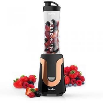 Licuadora Personal Breville Blend Active - Batidora con Botella Mezcladora (600 ml) | 300 W | Negro y Oro Rosa