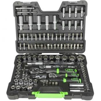Maletín de herramientas profesional JBM54047 de 113 piezas con vasos de 12 cantos cromados