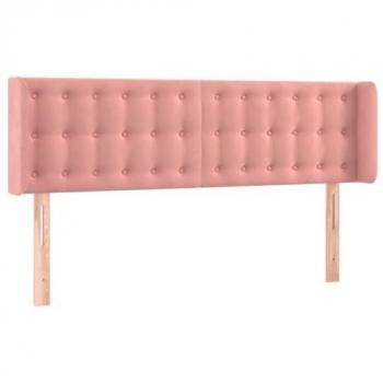 Cabecero con LED de terciopelo rosa 147x16x78/88 cm