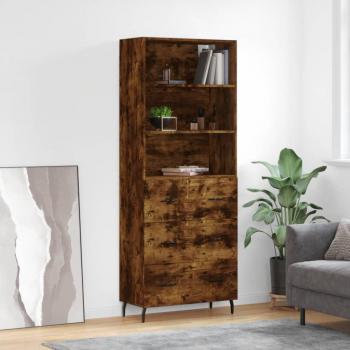 Aparador alto de madera contrachapada en roble ahumado 69,5x34x180 cm