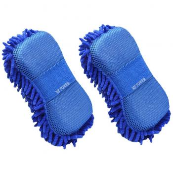 MP power @ Microfibra De Coche Cepillo Esponja Limpiador esponja de limpieza 2Pcs para Lavado Pulido Auto Motocicleta hogar detalles de coche cocina espejo