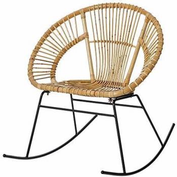 Sillón Mecedora exótico Natural de rattán y Metal, de 73x92x82 cm - LOLAhome