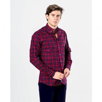 Camisa Spagnolo de gabardina cuadros en rojo para hombre
