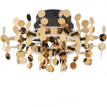 Plafón LED Lucande Glimmo, negro y latón, moderno, hecho de aluminio, para salón y comedor, 1 llama