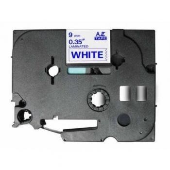 Cinta Laminada Compatible con Brother TZe-223 - Texto Azul sobre Fondo Blanco, Ancho 9mm x Longitud 8 metros