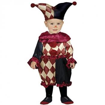 Disfraz de Arlequín Rombos Vinotinto para Bebé - Disfraz de Halloween, 12-18 meses, incluye gorro y traje con rombos