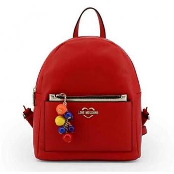 Love Moschino Bolsa Mujer Mochila PU Rojo Oro Nueva