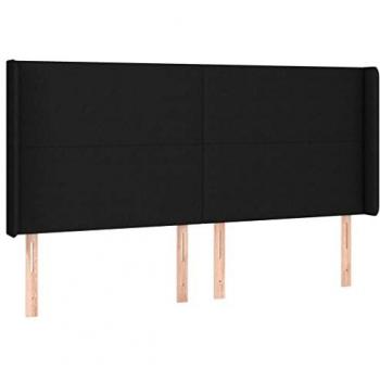 Cabecero con LED de tela negro 163x16x118/128 cm