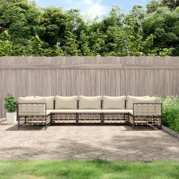 7-Piece Anthracite Poly Rattan Garden Lounge Set with Cushions