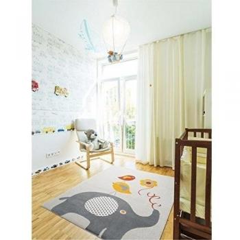 benuta Alfombra infantil / niños Birdies and Elephant Naranja 120x170 cm - Marca de calidad GuT - 100% Polipropileno - Motivos de animales - Tejido a máquina - Cuarto de los niños