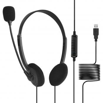 Auriculares Gaming con Micrófono y Cancelación de Ruido, Cascos Universales Con Cable USB para PC y Portátiles