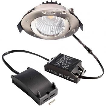 Lámpara de techo empotrable LED Dione, IP44, 8.5 W, 4.000 K, níquel, atenuable