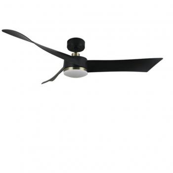 Ventilador de Techo DC Tempel 26W Negro Cuero 3 Aspas 132cm Diámetro 6 Velocidades Iluminación LED 2950lm Control Remoto con Memoria y Temporizador