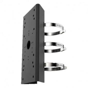 Soporte de Montaje en Poste de Acero Inoxidable Negro para Cámara Hikvision DS-1275ZJ-SUS