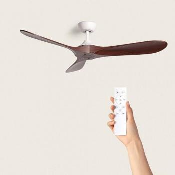 Ventilador de Techo Silencioso Spetses Blanco Madera 132cm Motor DC para Exterior Sin Luz con Mando a Distancia