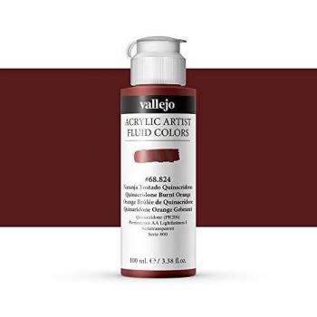 Vallejo : Fluid Artist Acrylic Paint : 100ml : Quinacridone Burnt Orange