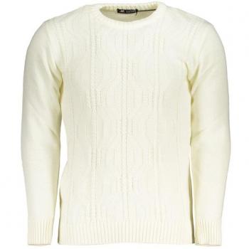 U.S. Polo Assn. Grand Polo White Fabric Sweater - XL, Round-neck Knitwear, Male, Twisted Crew Neck Sweater with Contrast Details