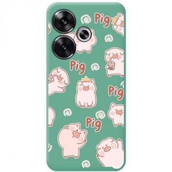 Funda Silicona Líquida Verde con Diseño de Cerdos para Xiaomi Poco F6 5G