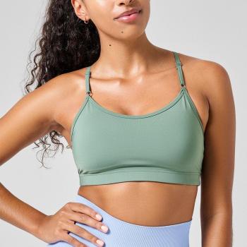 Sujetador deportivo Casall Strappy Sports Bra verde caqui para mujer, talla M