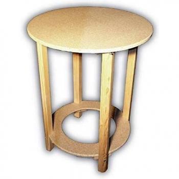 ok OKO Mesa Eco Redonda, Madera, Crudo, 60x60x75 cm