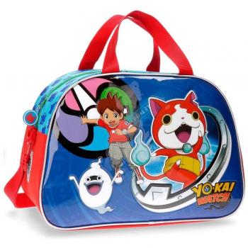 Yokai Watch Bolsa de Viaje Azul 40x28x22 cms Microfibra con frontal en PVC 24.64L