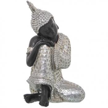 Figura Decorativa Buda Marrón Plateado Acrílico Plástico Melamina Alexandra House Living