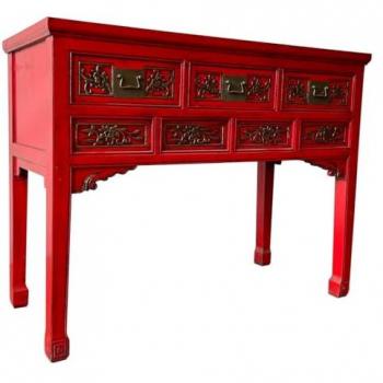Recibidor de Madera Rojo 120x49x90 cm - Wanderlust Deco