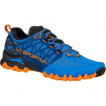 La Sportiva - Zapatillas trail running de hombre Bushido II GTX Electric Blue-Tiger, GORE-TEX, color azul luminoso-naranja, talla 45.5
