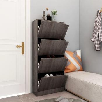 Zapatero 4 puertas gris Sonoma Oak 59x24x136 cm multicapa