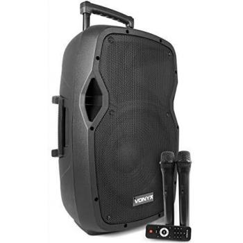 Altavoz Portátil Vonyx AP1200PA 12 con Bluetooth, MP3 y 2 Micrófonos UHF - Potencia de 600W