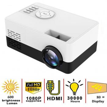 Miniproyector LED Lejiada J16, 320x240 píxeles, compatible con 1080p, HDMI y USB, portátil con audio para reproducción multimedia en el hogar