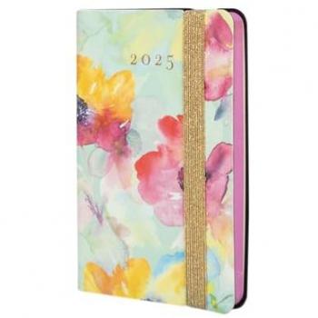 Finocam - Agenda Flexi Joy 2025 Bloom, encuadernada, tamaño F2-82x127 mm, semana vista horizontal, multicolor, multilingüe, periodo de enero 2025 a diciembre 2025 (