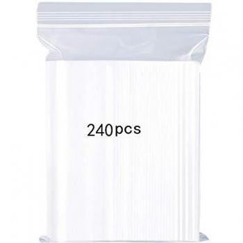 YOFADCI Bolsas de plástico transparentes que se pueden volver a sellar, bolsa de cierre de cremallera reutilizable fuerte, engrosamiento y duradero, prensa para cerrar, 9x13cm240PCS