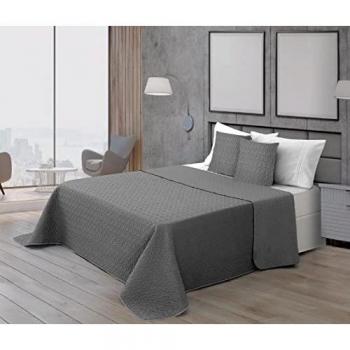 Colcha Bouti Microsatén 100 gr Modelo Acero para Cama de 150/160 (250x270cm.) Extrasuave para Primavera, Verano, Otoño e Invierno