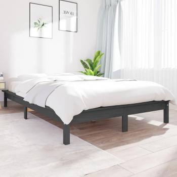 Estructura de cama de madera maciza de pino gris 135x190 cm