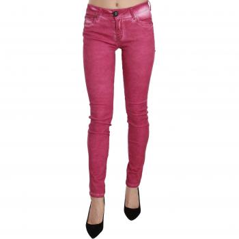 Dolce & Gabbana Pink Velvet Mid Waist Skinny Trouser Pants - W30, Slim-fit Jeans, female, Color: Pink, Size: W30