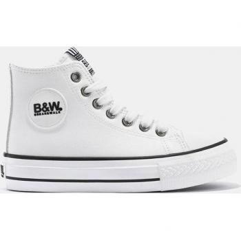 Zapatillas tipo bota niña Conguitos en lona con cordones y diseño B&W