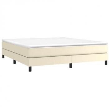 Estructura de Cama Tapizada en Cuero Sintético Crema 160x200 cm