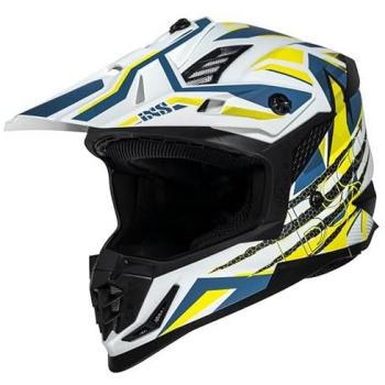 iXS Casco Integral 363 2.0 Blanco Mate-Azul-Amarillo Fluo