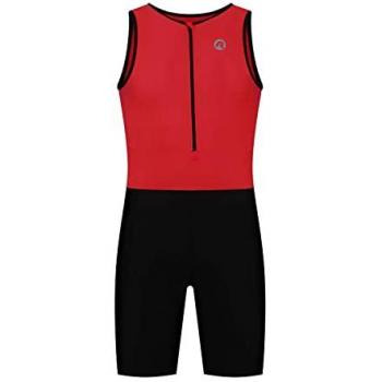 Rogelli Traje de Triatlón Sin Mangas Florida para Hombre, Color Rojo y Negro, Talla XL