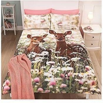 Elegante George Home bosque cervatillo Ciervo juego de cama King Sized - 225 x 220 cm y dos funda de almohada 48 x 74 cm