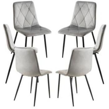Pack 6 Sillas de Comedor Lyke Terciopelo Gris Claro