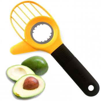 LEMCASE Cortador de Aguacate - Avocado Slicer,Cuchillo de Aguacate 3 en 1 con Mango Antideslizante de Silicona | Amarillo