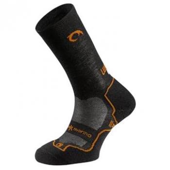 Lurbel Calcetines Medios Fanlo Five Negro/Naranja - Calcetines de montaña unisex, térmicos, de lana, anti-ampollas, transpirables y anti-olor, sin costuras, para trekking
