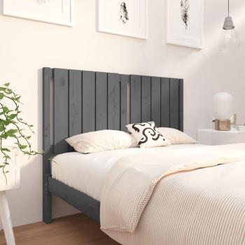 Cabecero de cama gris 125,5x4x100 cm madera maciza de pino